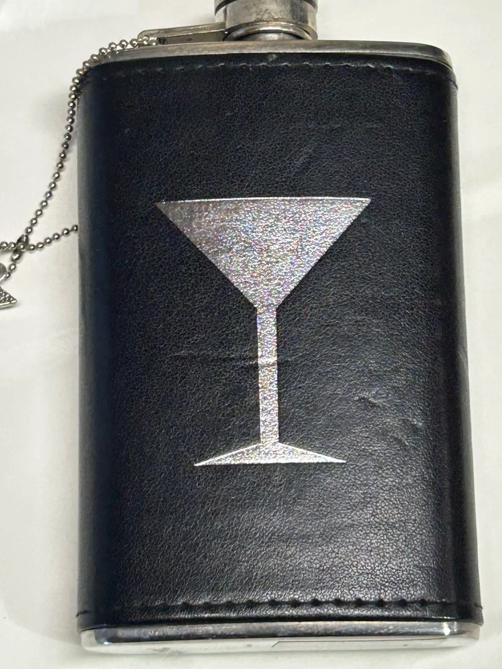 Whiskey Flask 5 Oz Martini Emblem & Charm Stainless Steel